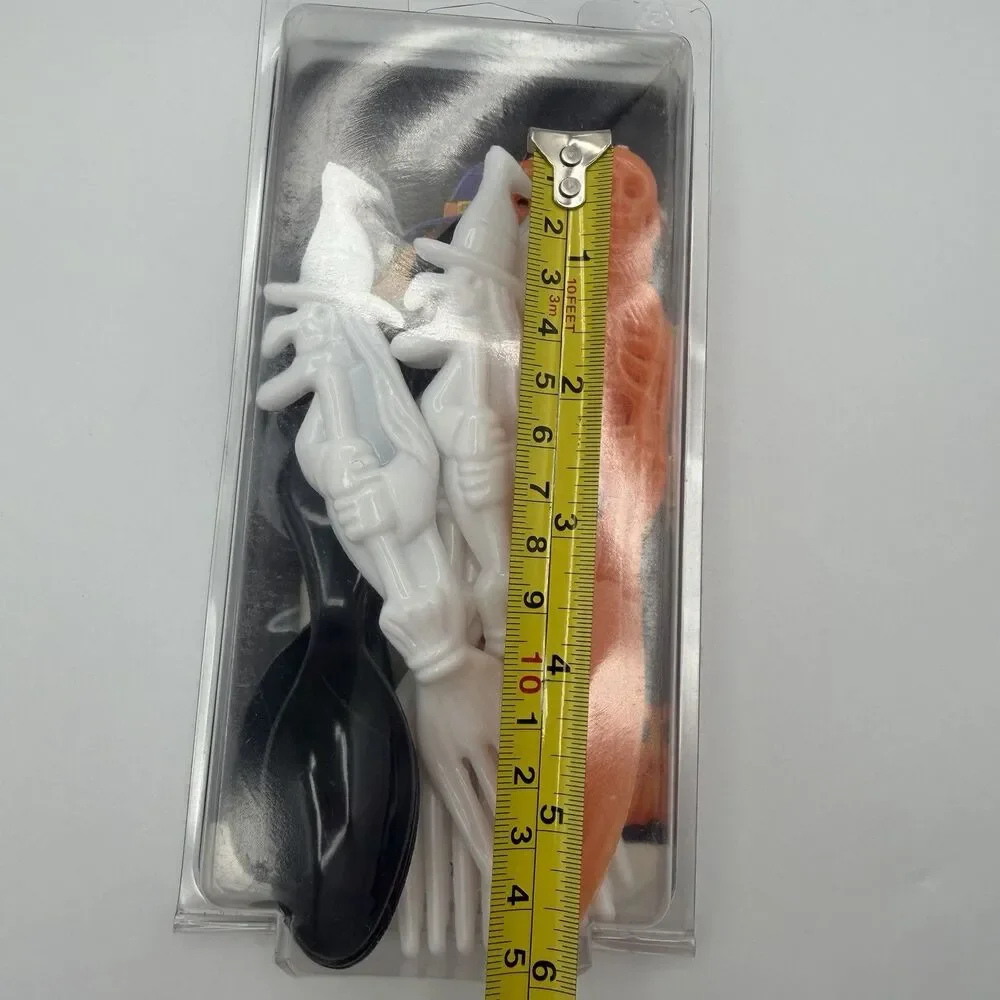 VTG 90’s Halloween Party Plastic Forks Spoons Knives 3D Flatware Mummy Witch NOS